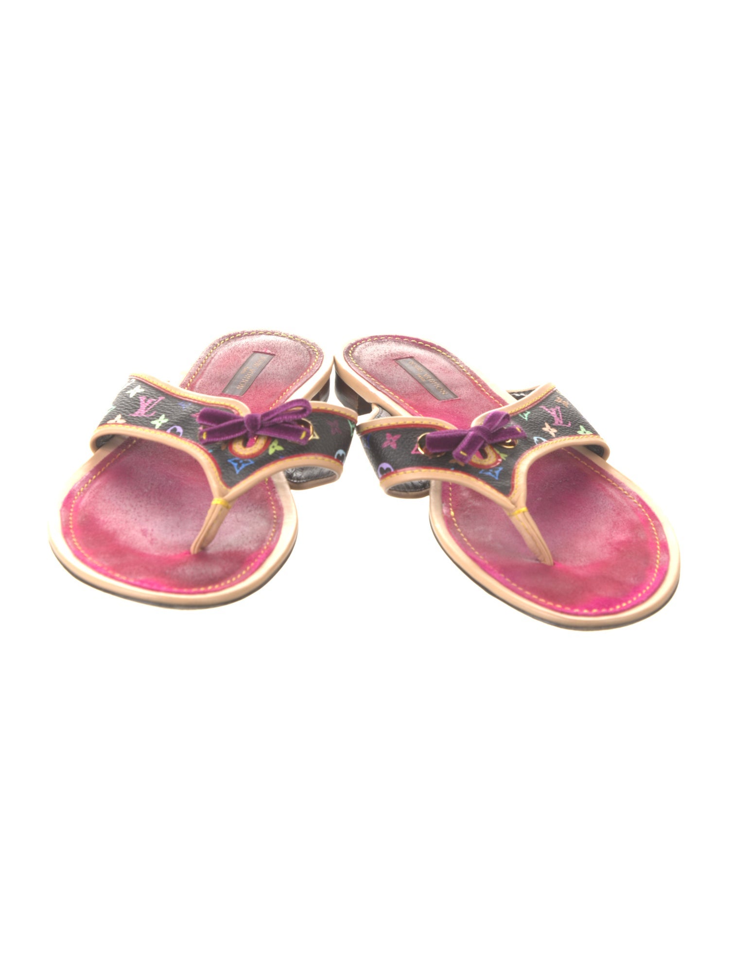 Louis Vuitton Floral Print Bow Accents Slides
